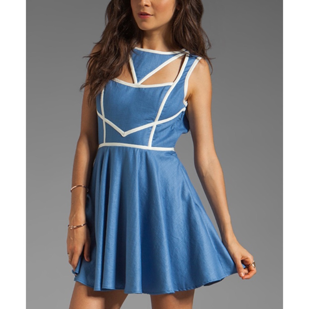 Keepsake Never Miss A Beat Denim Cutout Mini Dress